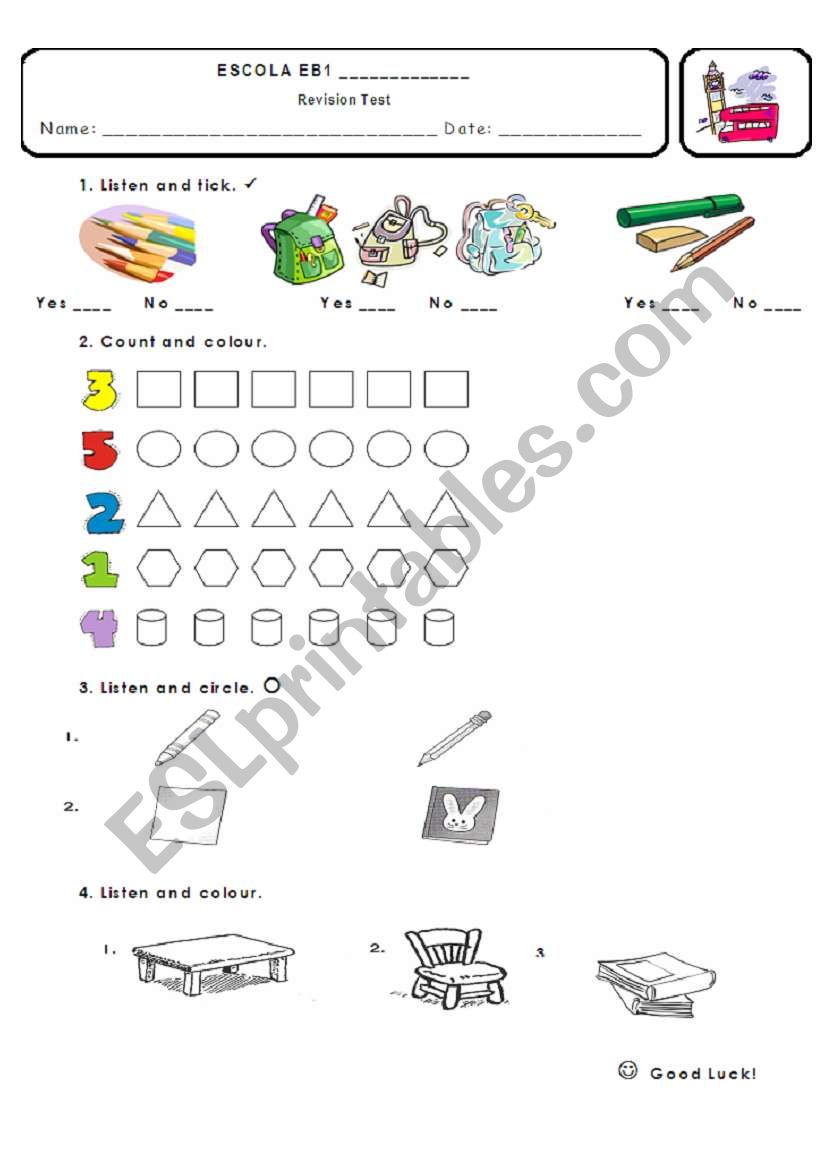 Numbers, Colours and Classroom Objects