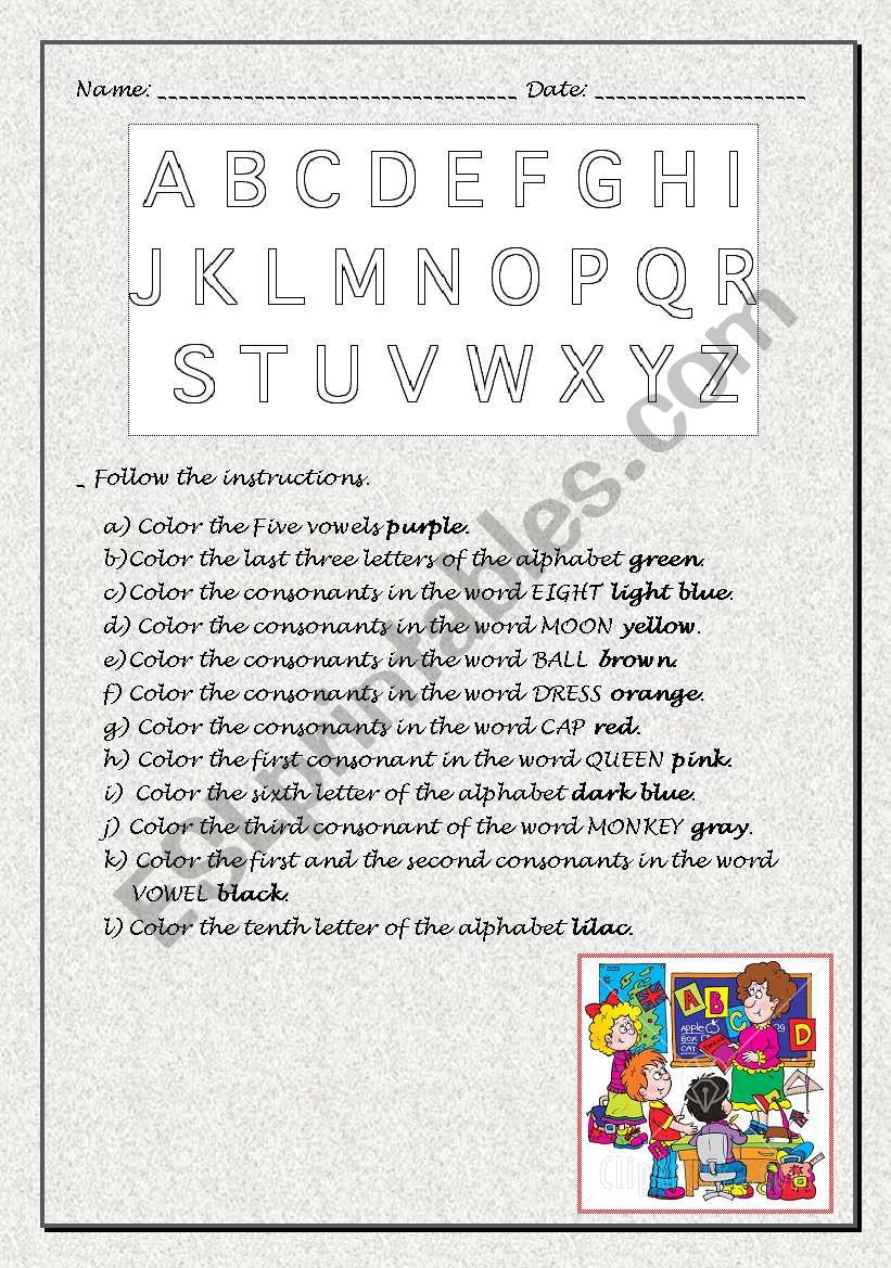 The alphabet coloring worksheet