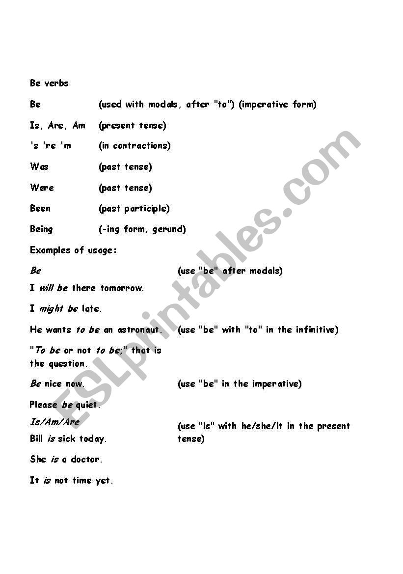 helping verbs worksheet