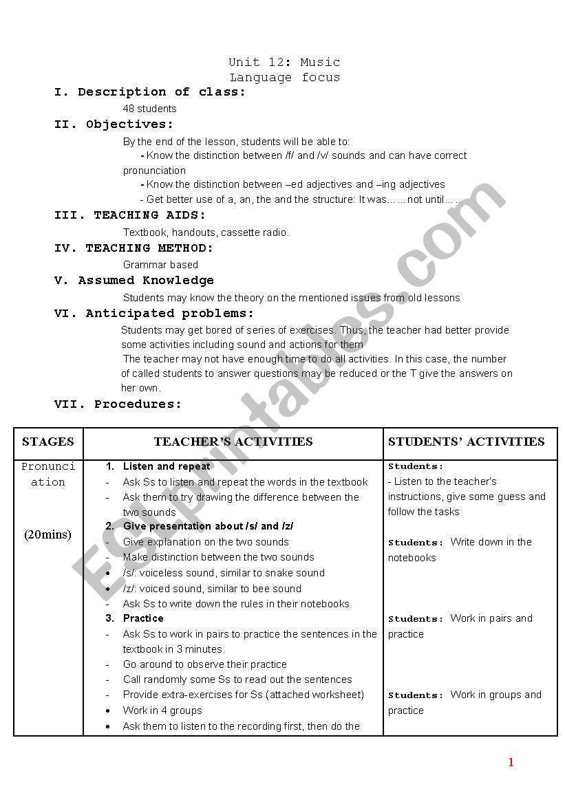 Lesson plan for 10th grader worksheet