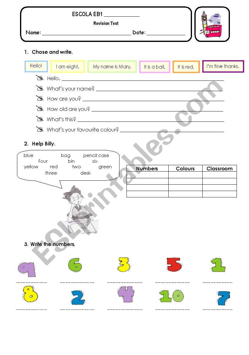 Classroom Objects and Numbers - part 1