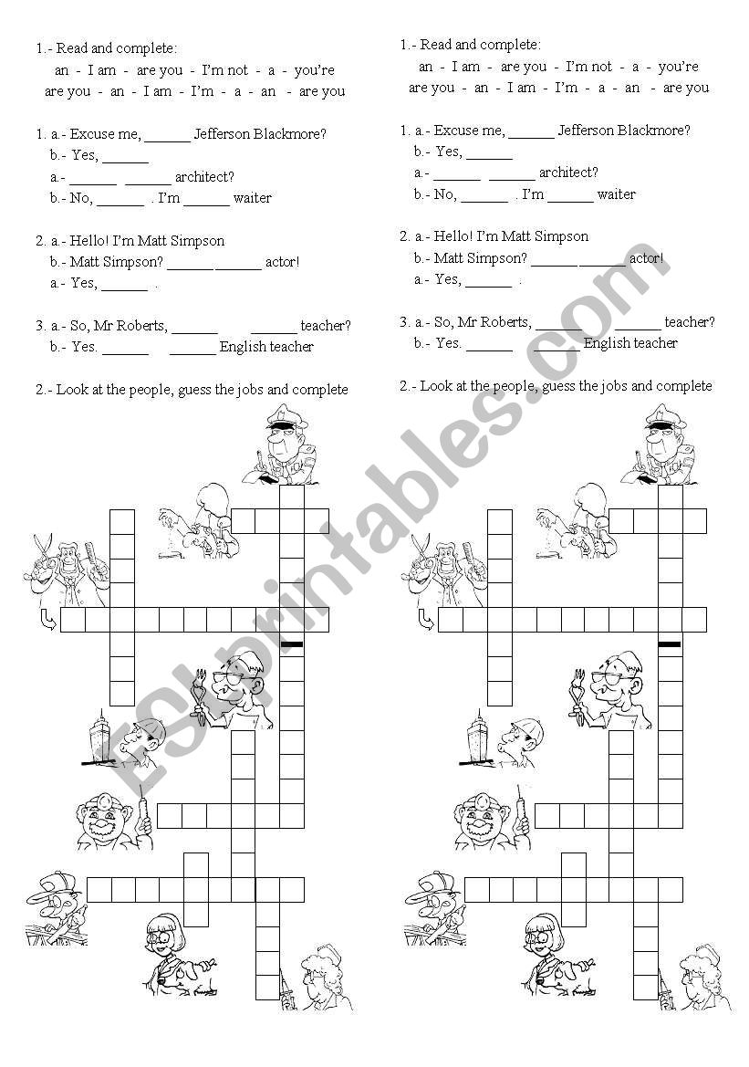 Professions worksheet