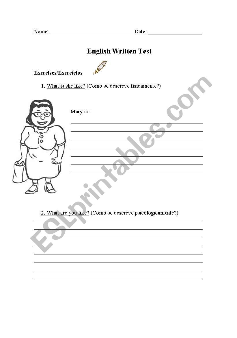 English Written Test worksheet