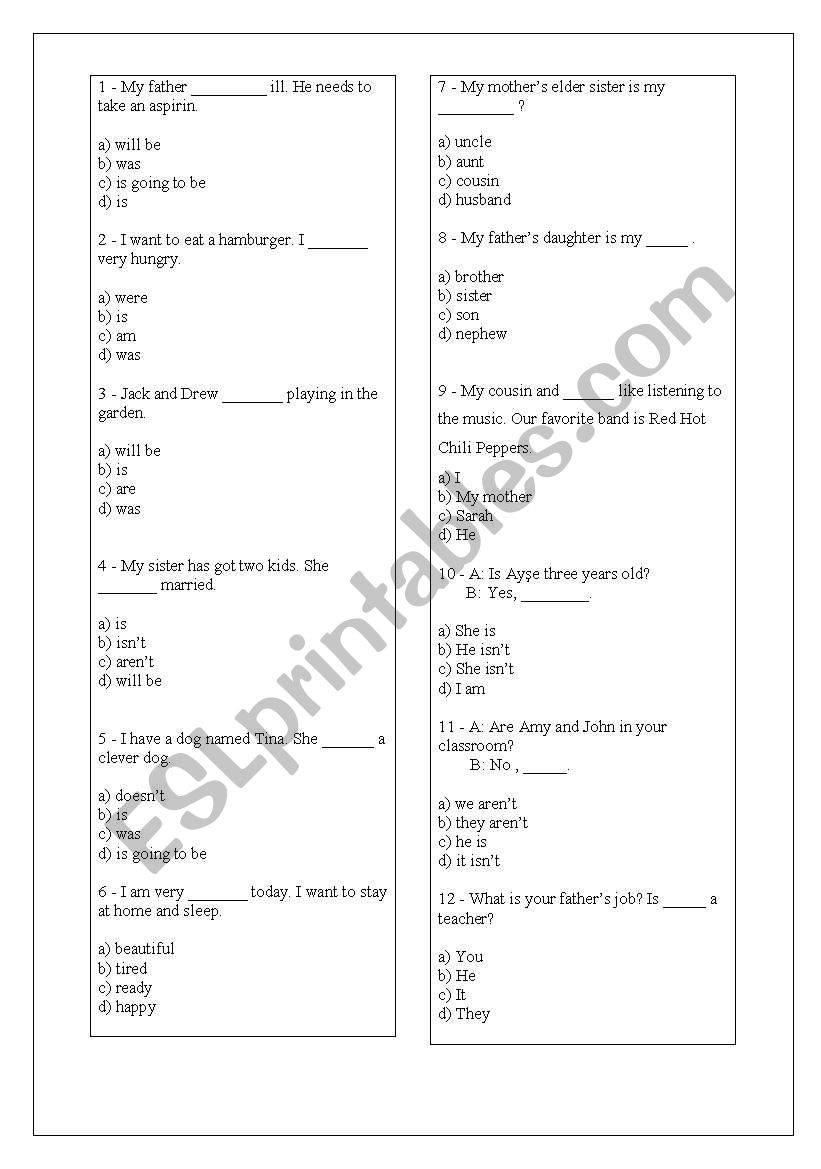 6 Grades worksheet