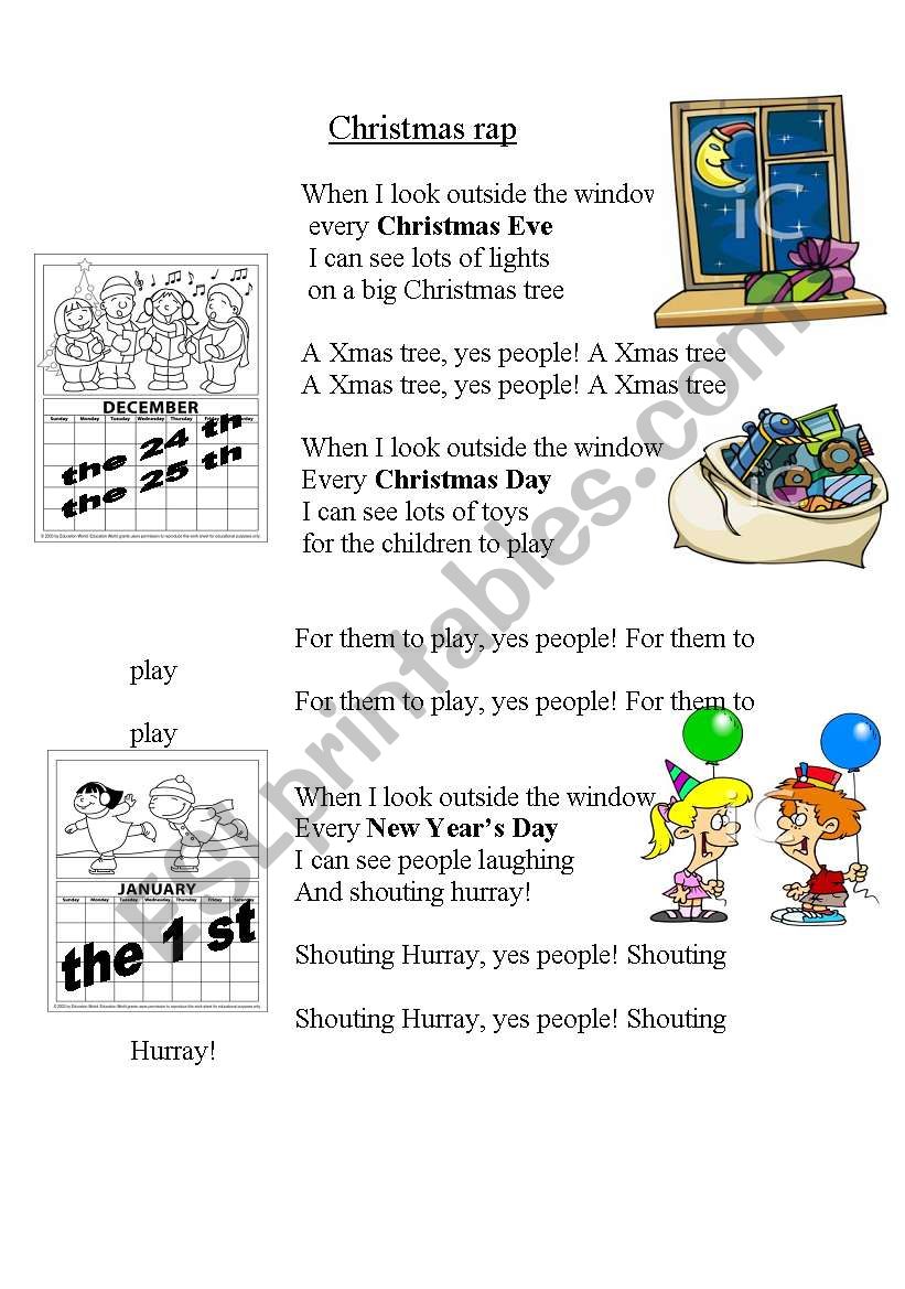 Christmas rap worksheet