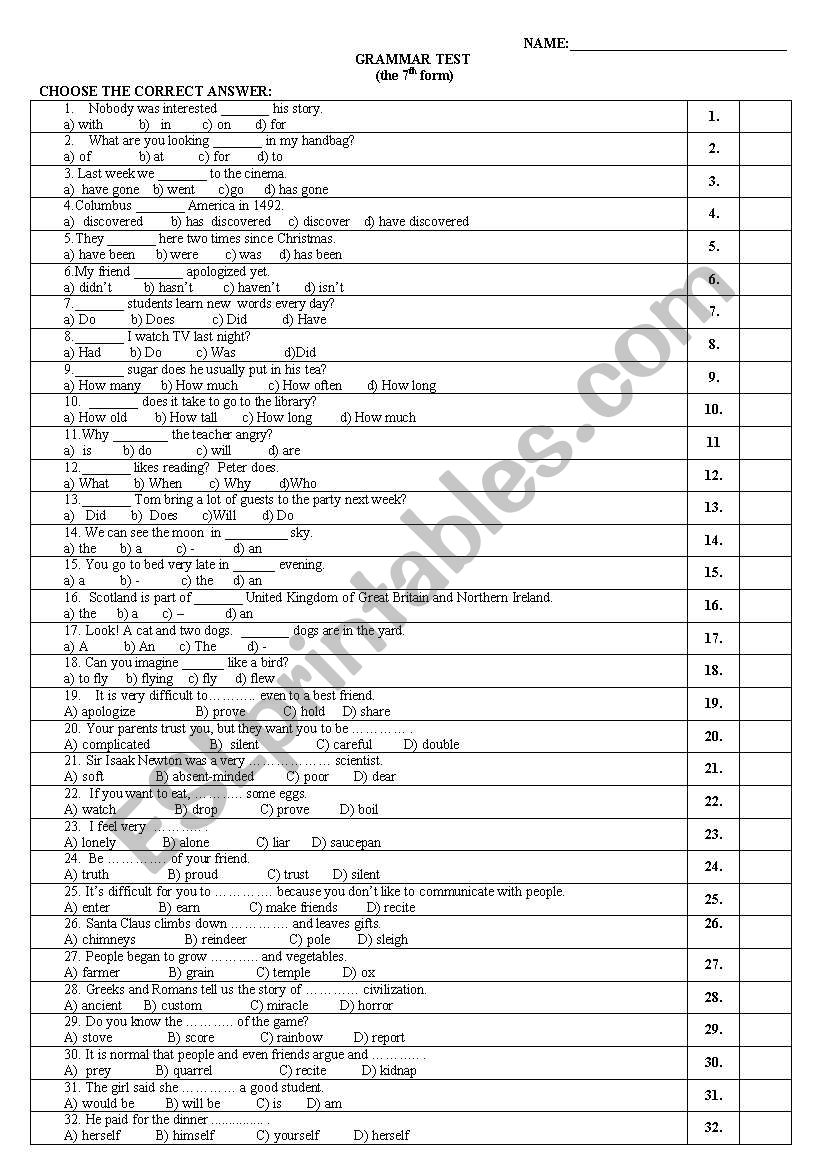 general information worksheet