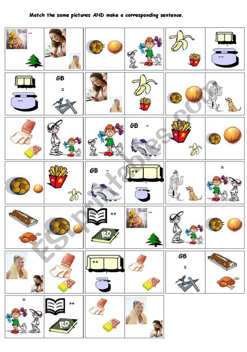 Domino game - Comparatives 2 worksheet