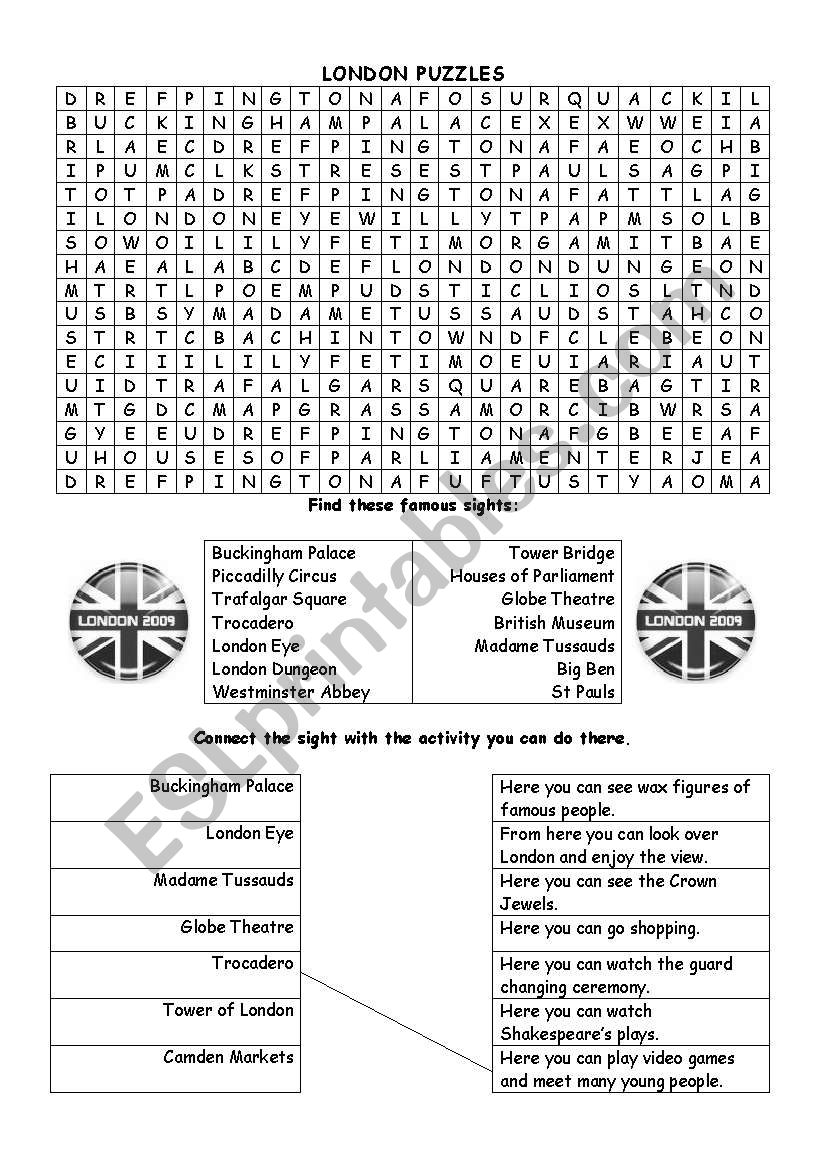 London Sights worksheet