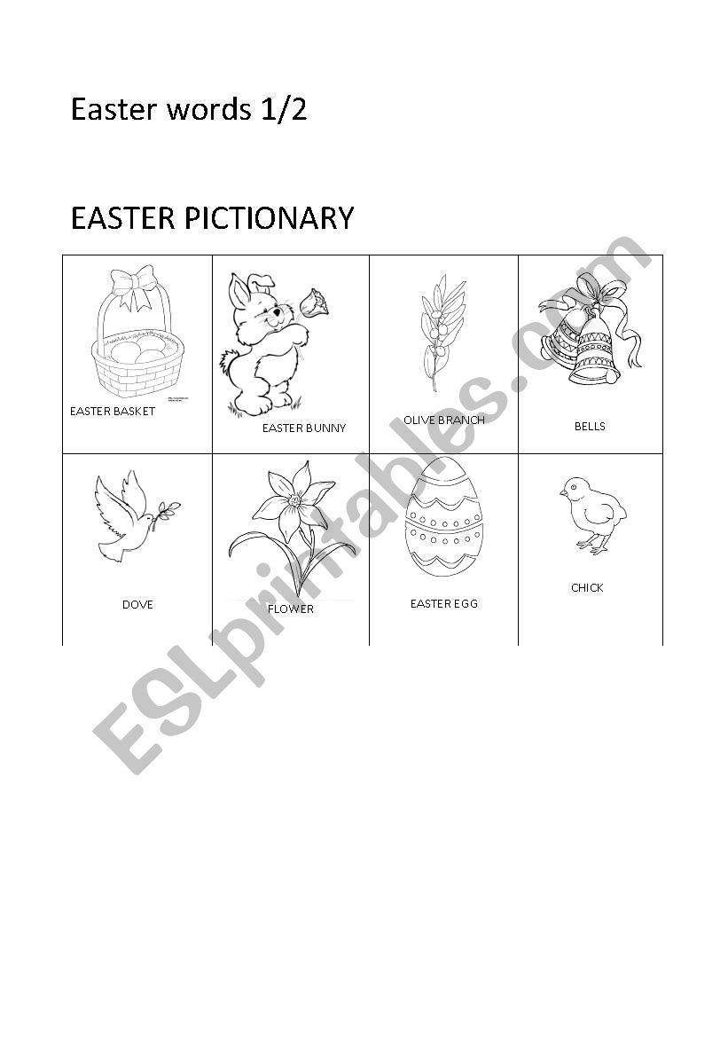 EASTER PICTIONARY worksheet