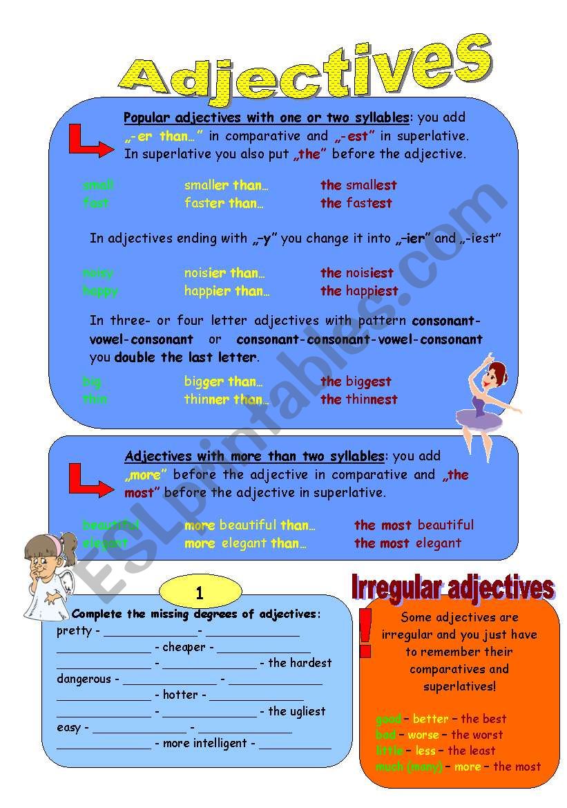 Comparison of adjectives - 2 pages
