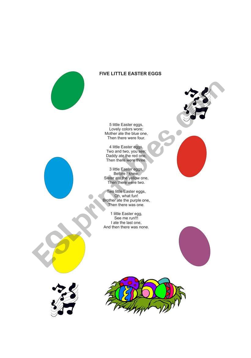 Five little Easter eggs worksheet