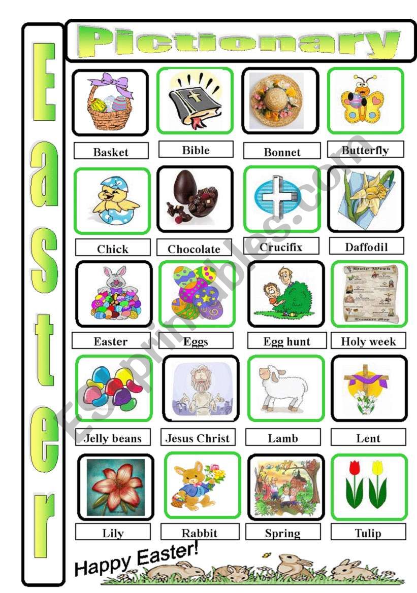 Easter pictionary worksheet