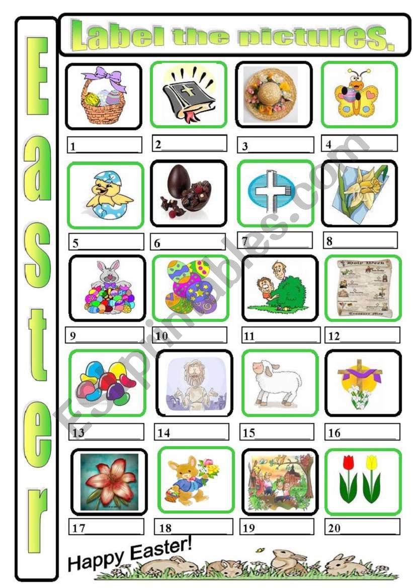 Easter labelling worksheet