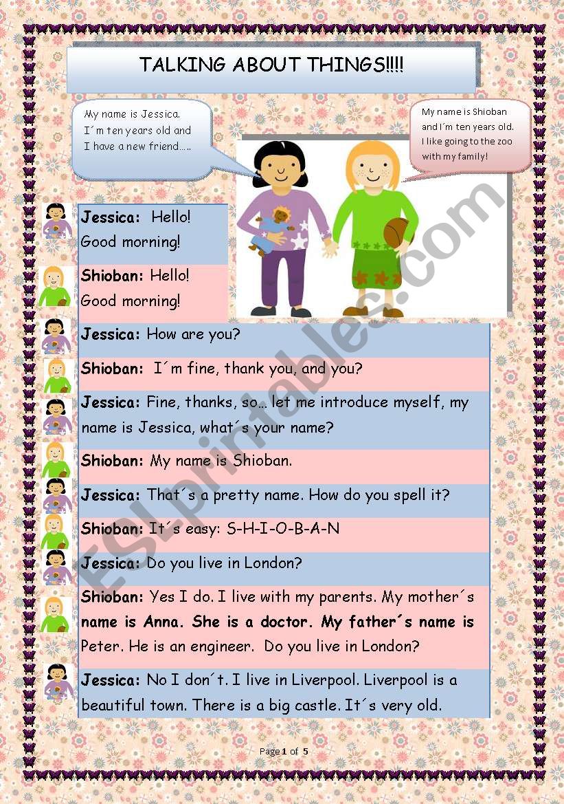 Talking about things!!! worksheet