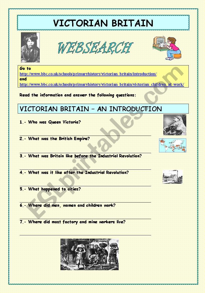 Websearch: Victorian Britain worksheet
