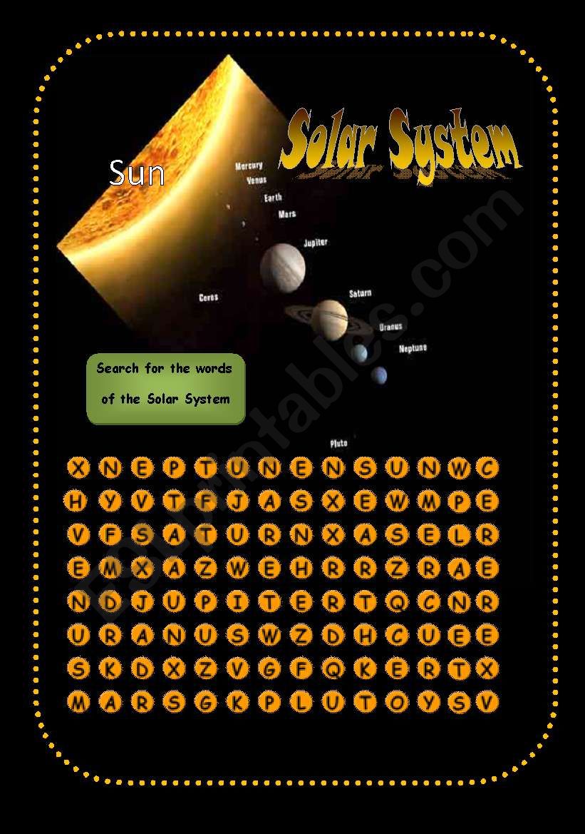 Solar System worksheet