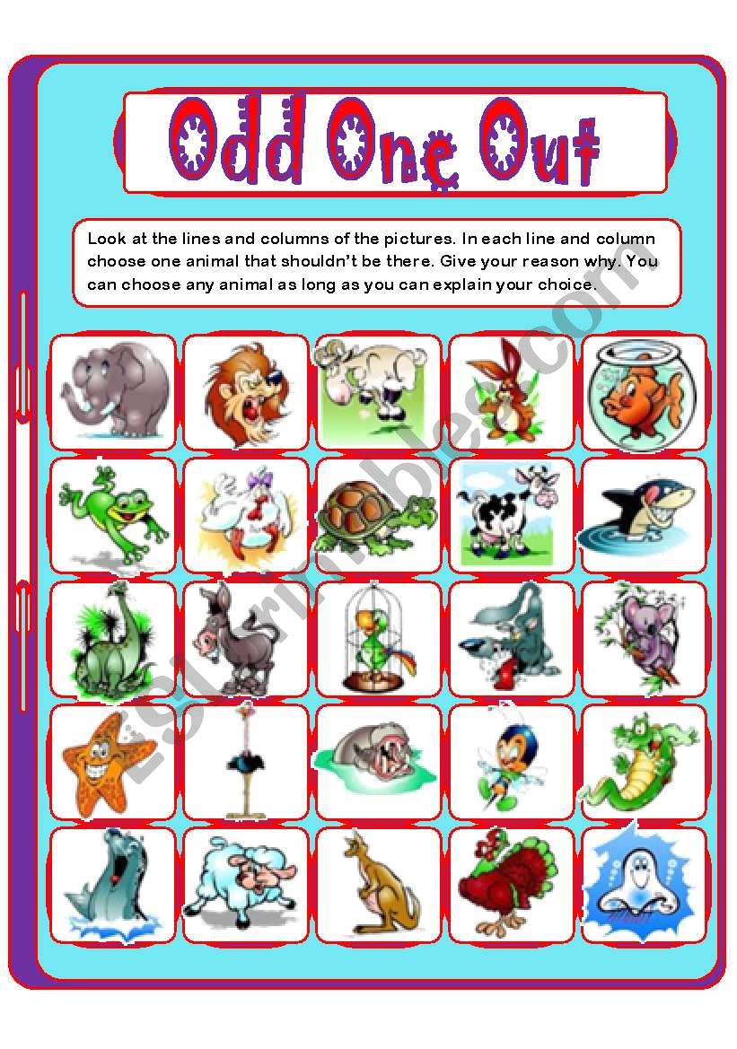Odd One Out (Animals) worksheet