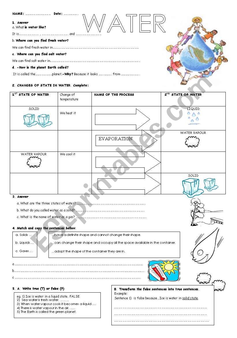 WATER worksheet