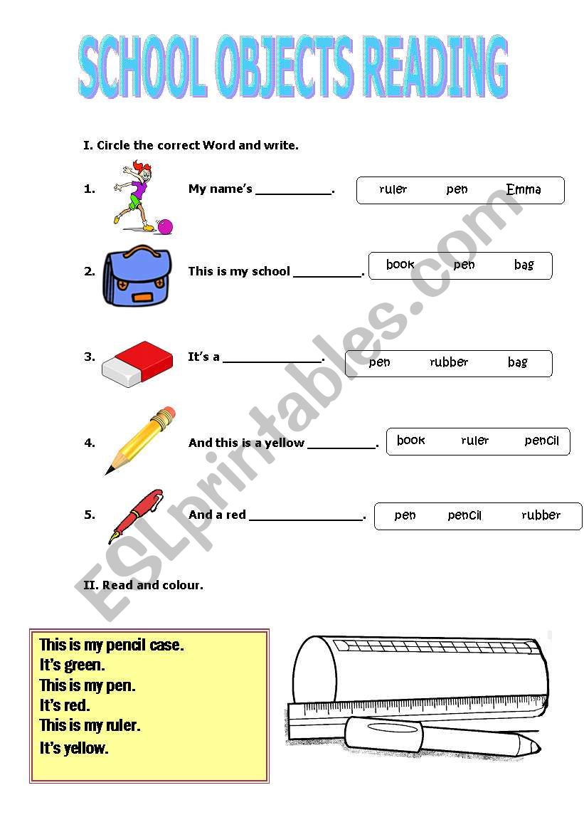 School Objects worksheet