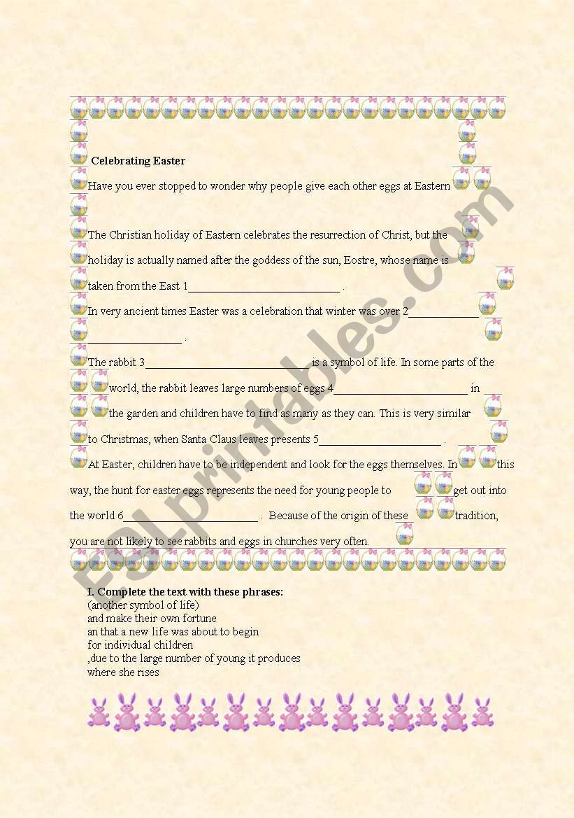 Celebrating Easter worksheet