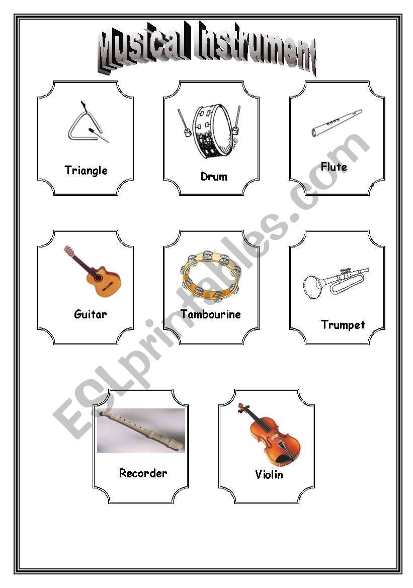 musical instruments worksheet