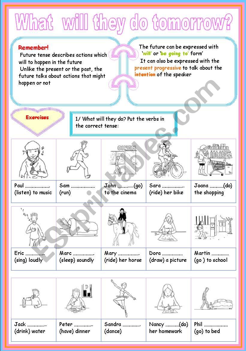 what will they do tomorrow? worksheet