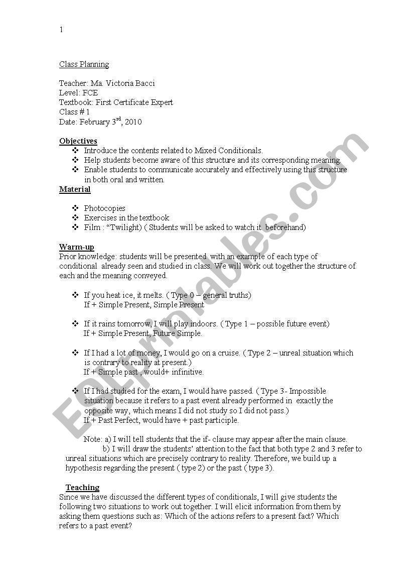 Twilight mixed conditionals worksheet