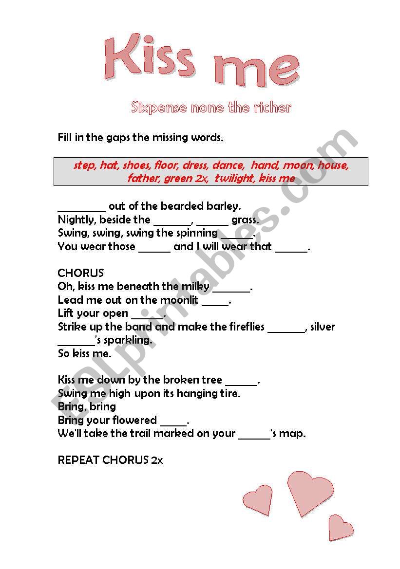 Kiss Me worksheet