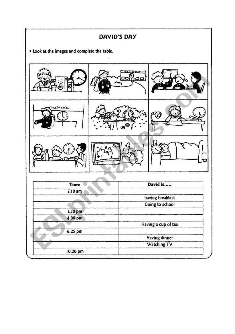 davids day worksheet