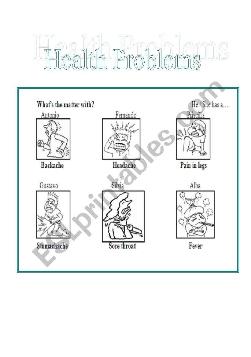 Health Problems worksheet