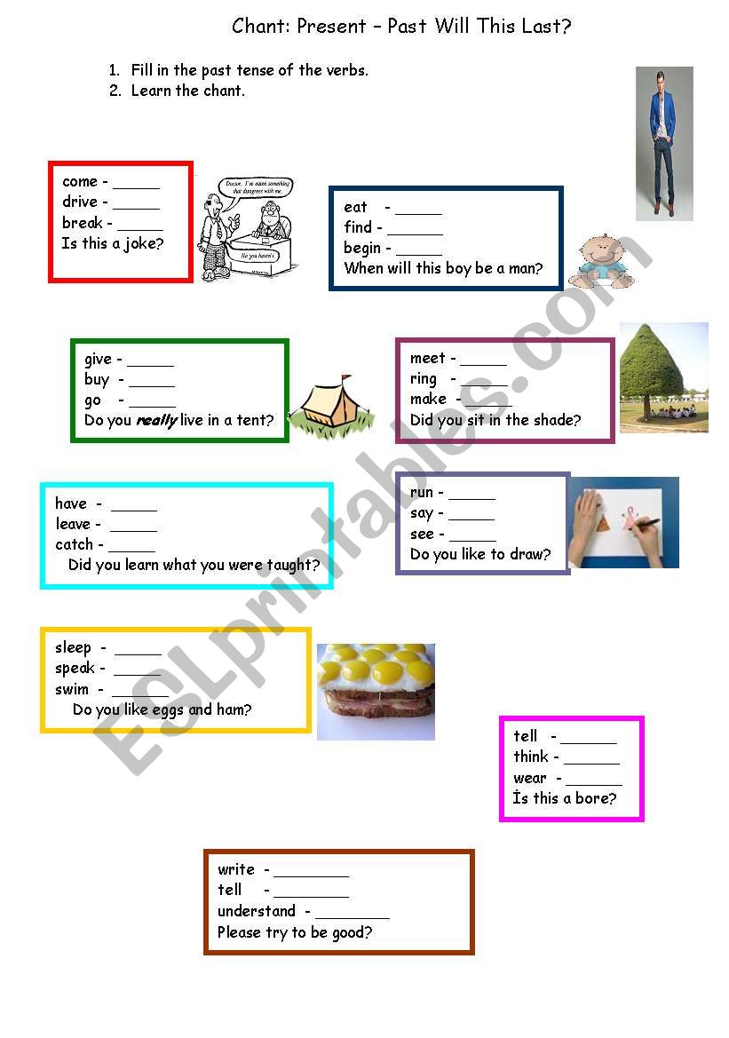 Past Tense Poem worksheet