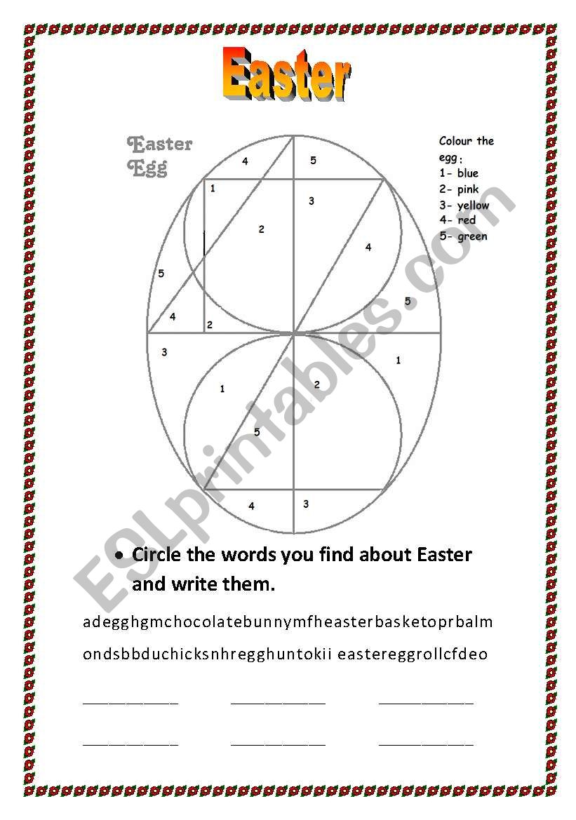 Easter Egg/ Vocabulary worksheet