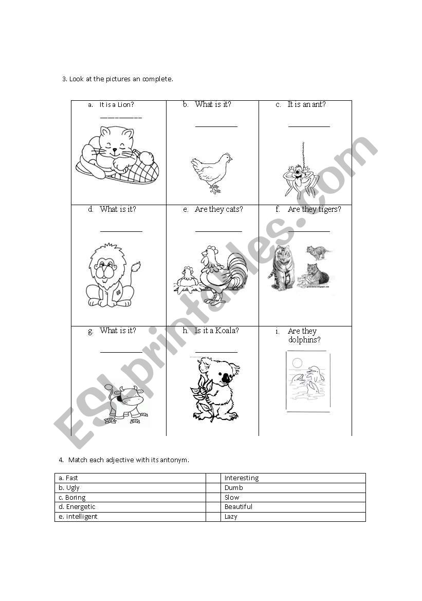 THEY ARE, IT IS WITH ANIMALS worksheet