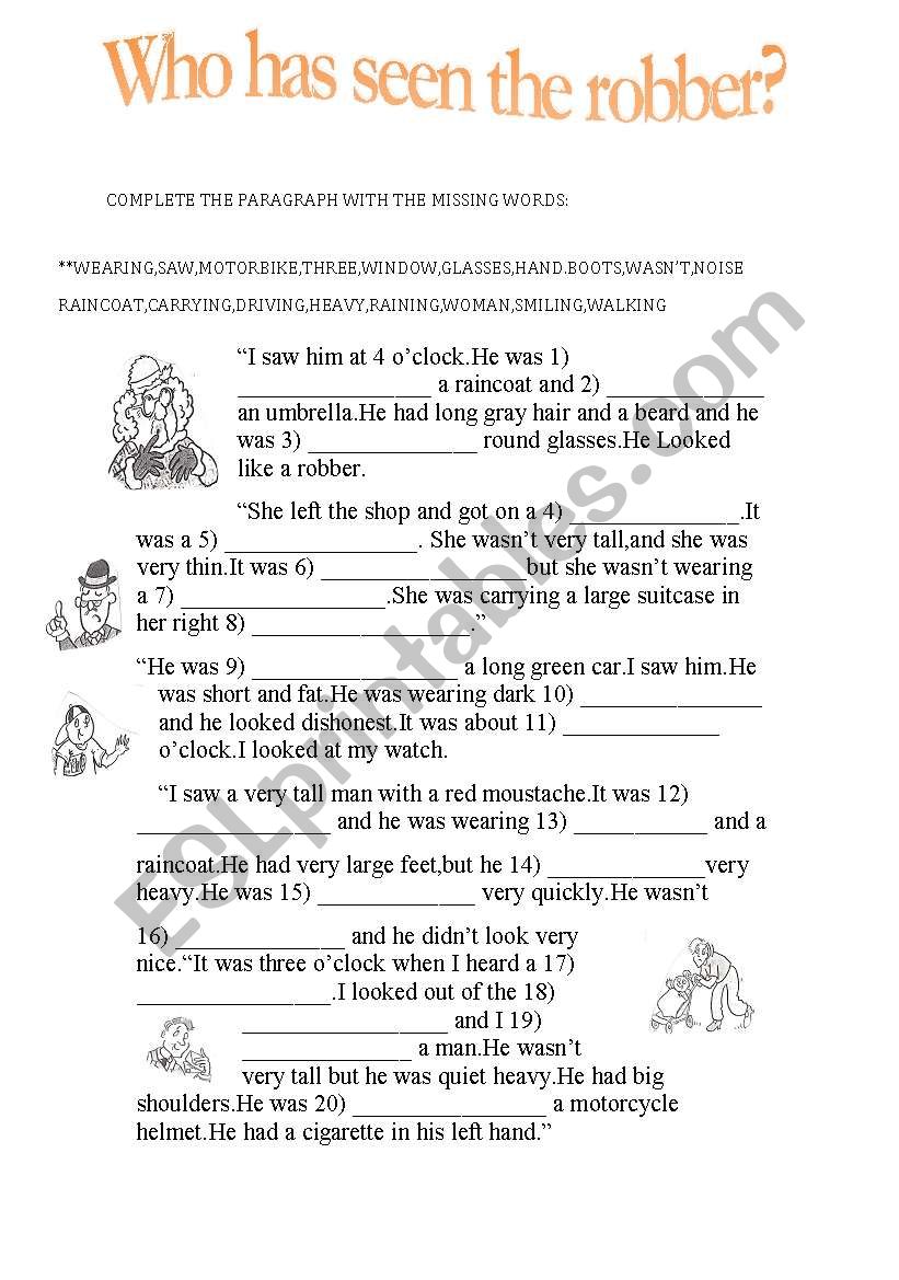 Who has seen the robber?  worksheet