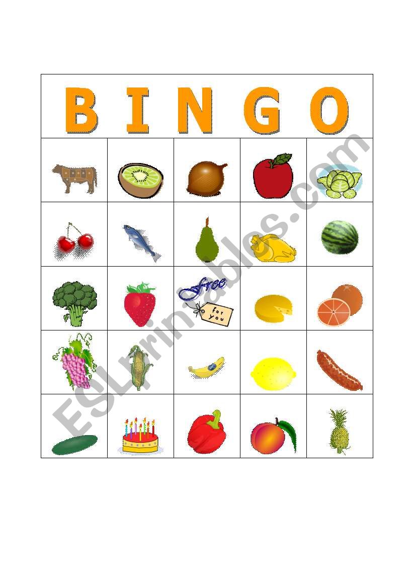 Food bingo#7 worksheet