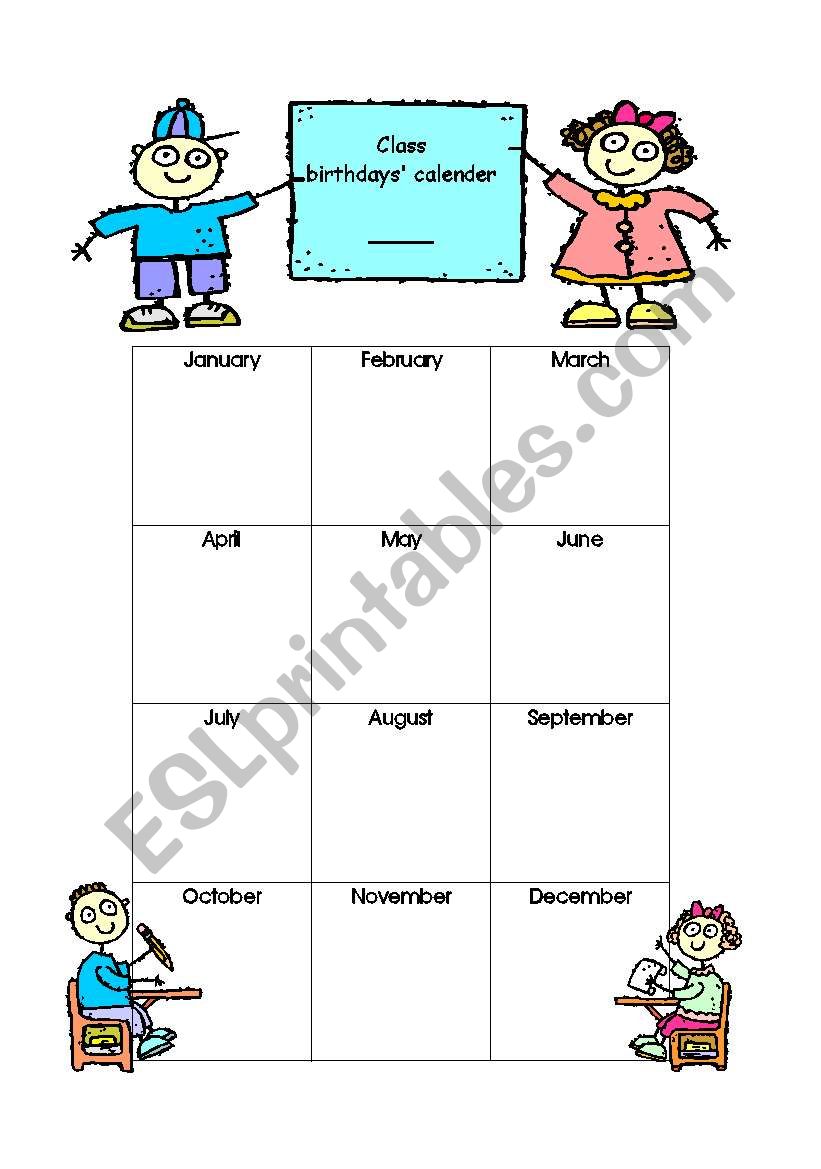 Class Calender worksheet