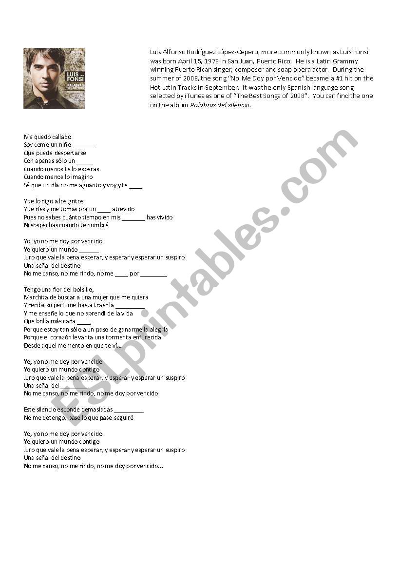 Luis Fonsi worksheet