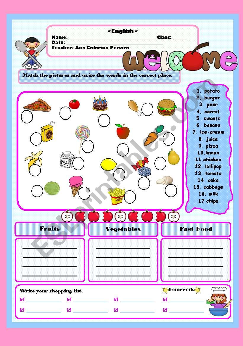 Food worksheet