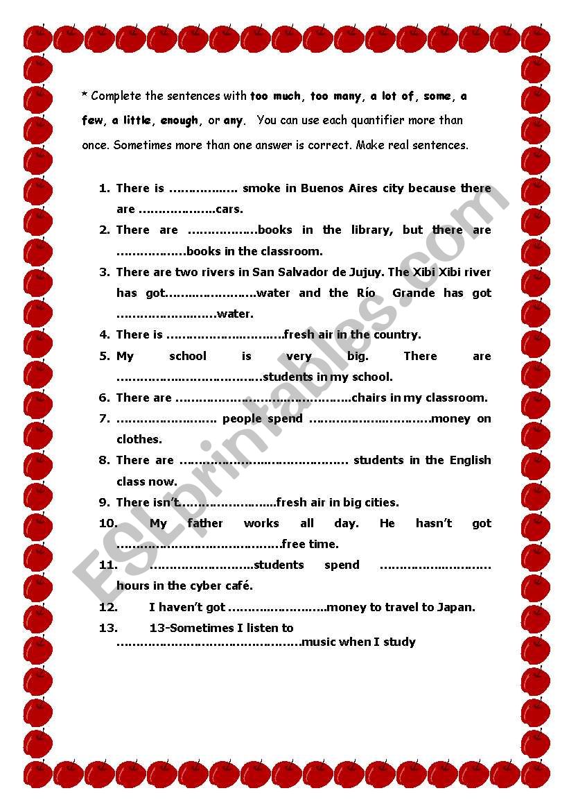 grammar activity (some quantifiers)