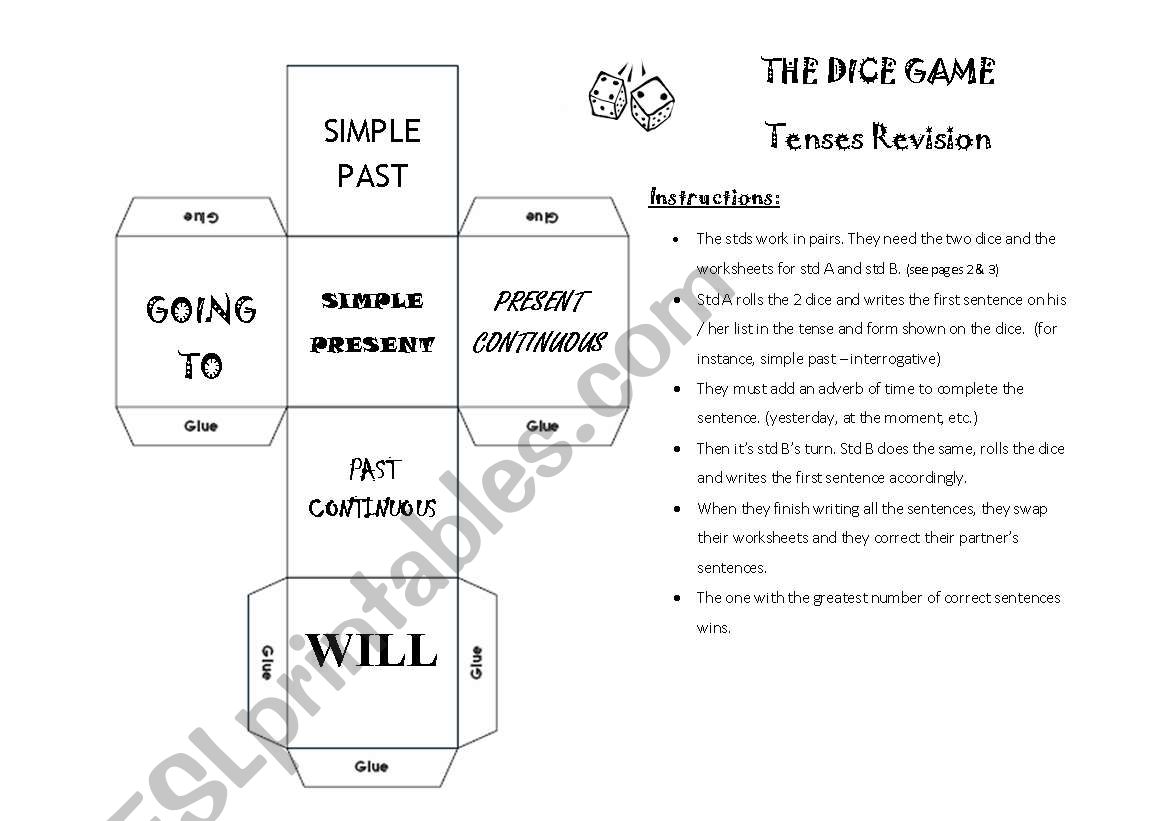 The Dice Game to review tenses