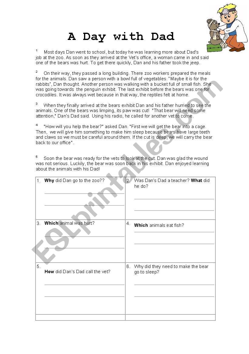 A Day with Dad worksheet