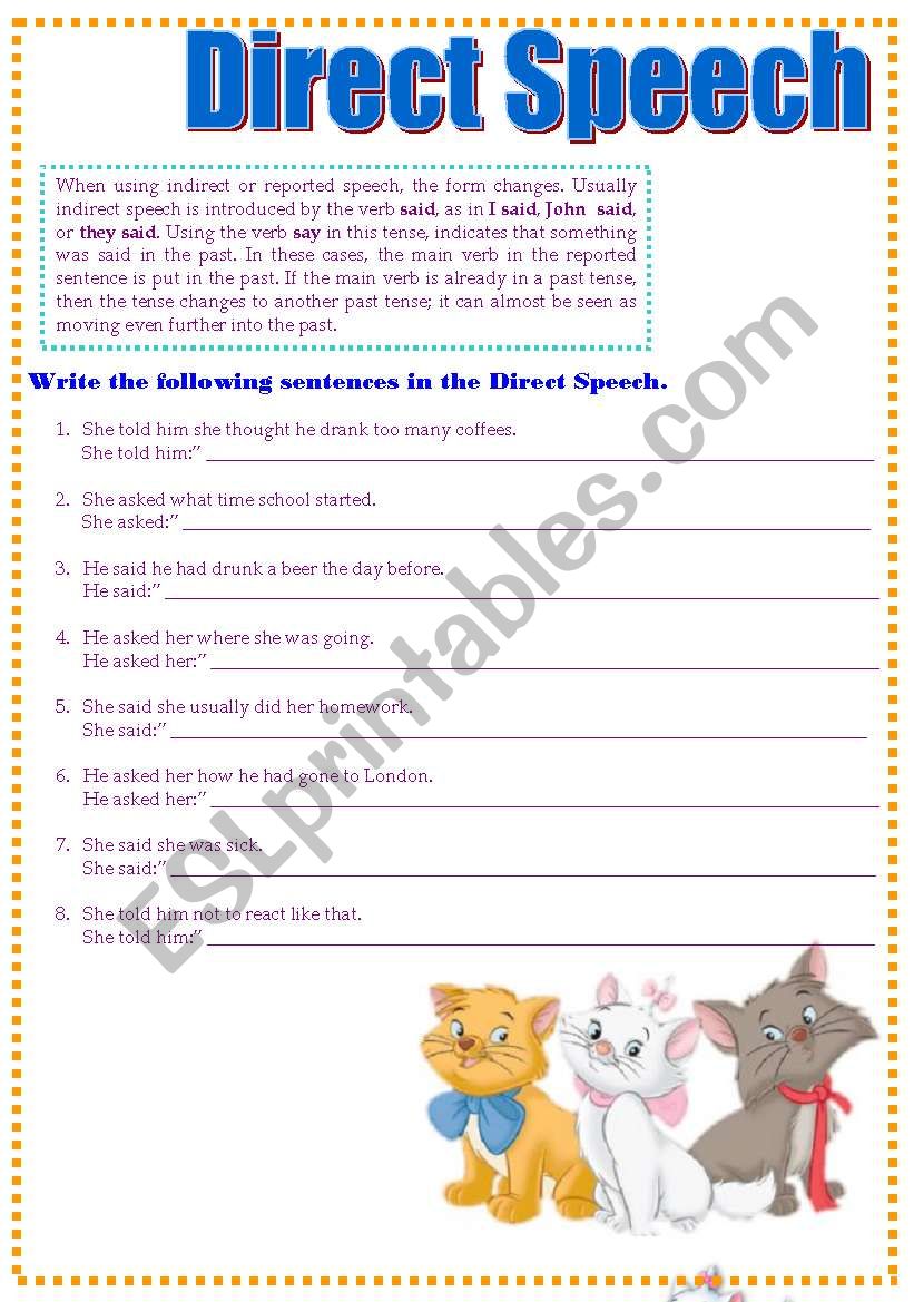 Direct Speech worksheet