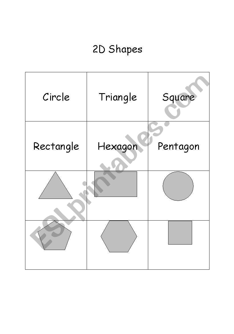 2D shapes worksheet