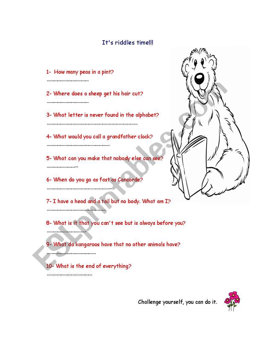 Riddles worksheet