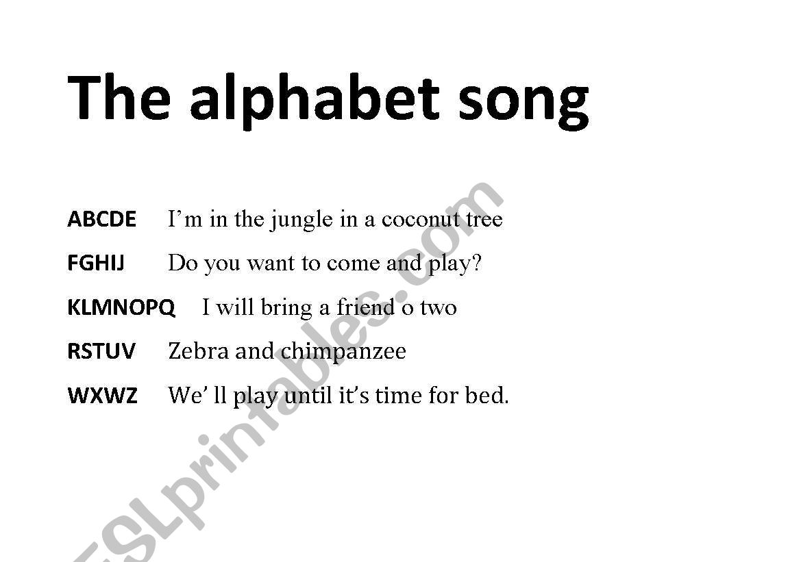 the alphabet song worksheet