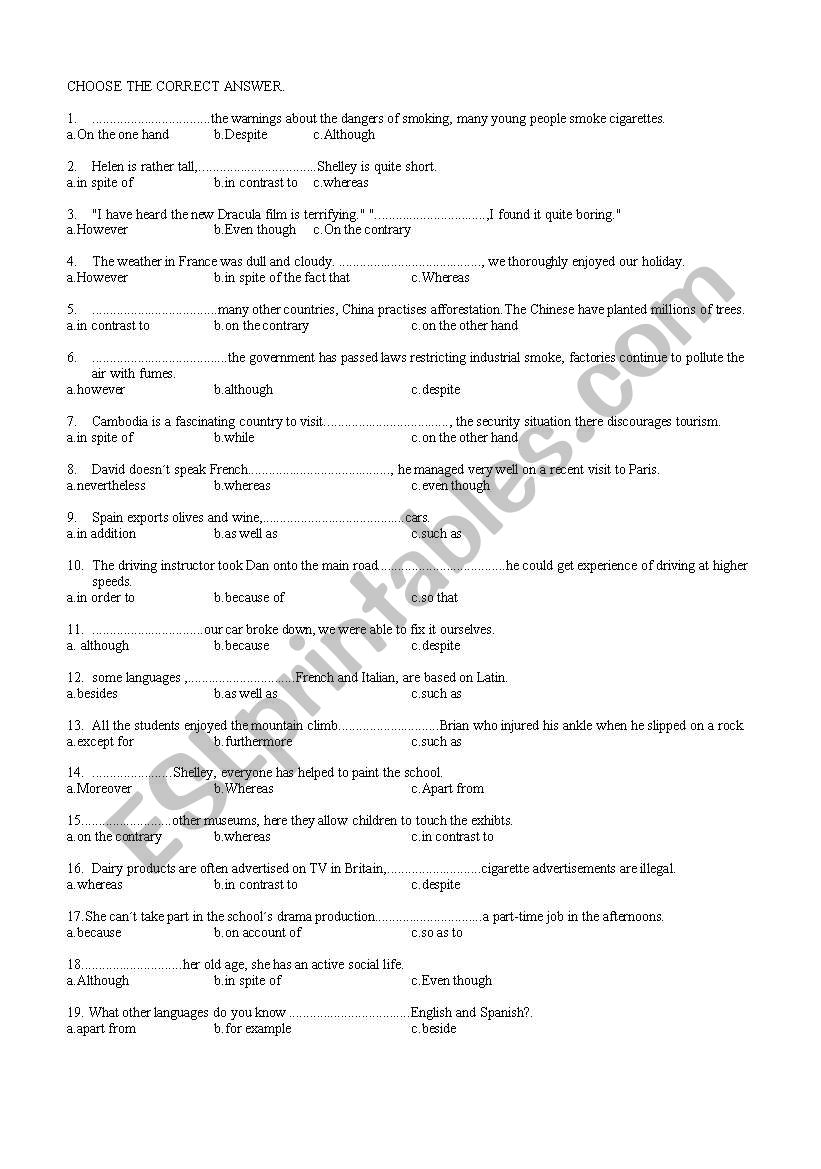 test for bac worksheet