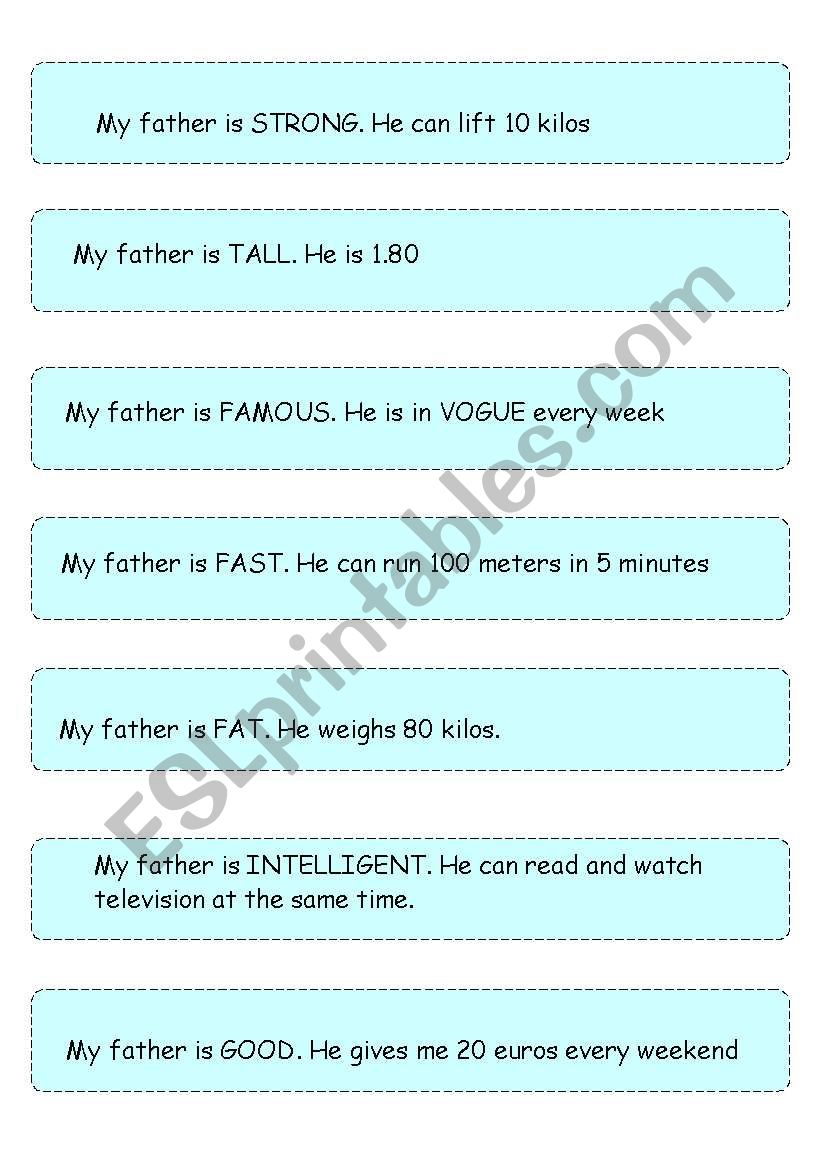 Teaching comparatives (1/2) worksheet