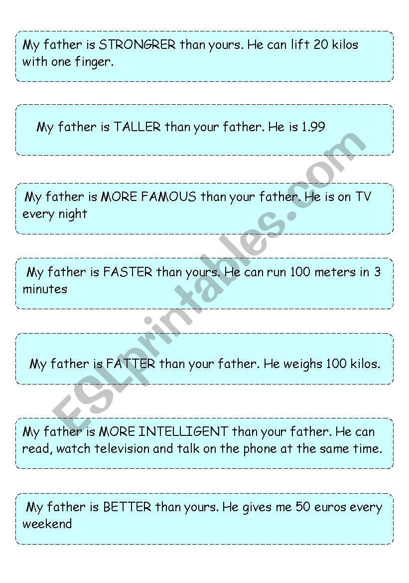 Teaching comparatives (2/2) worksheet