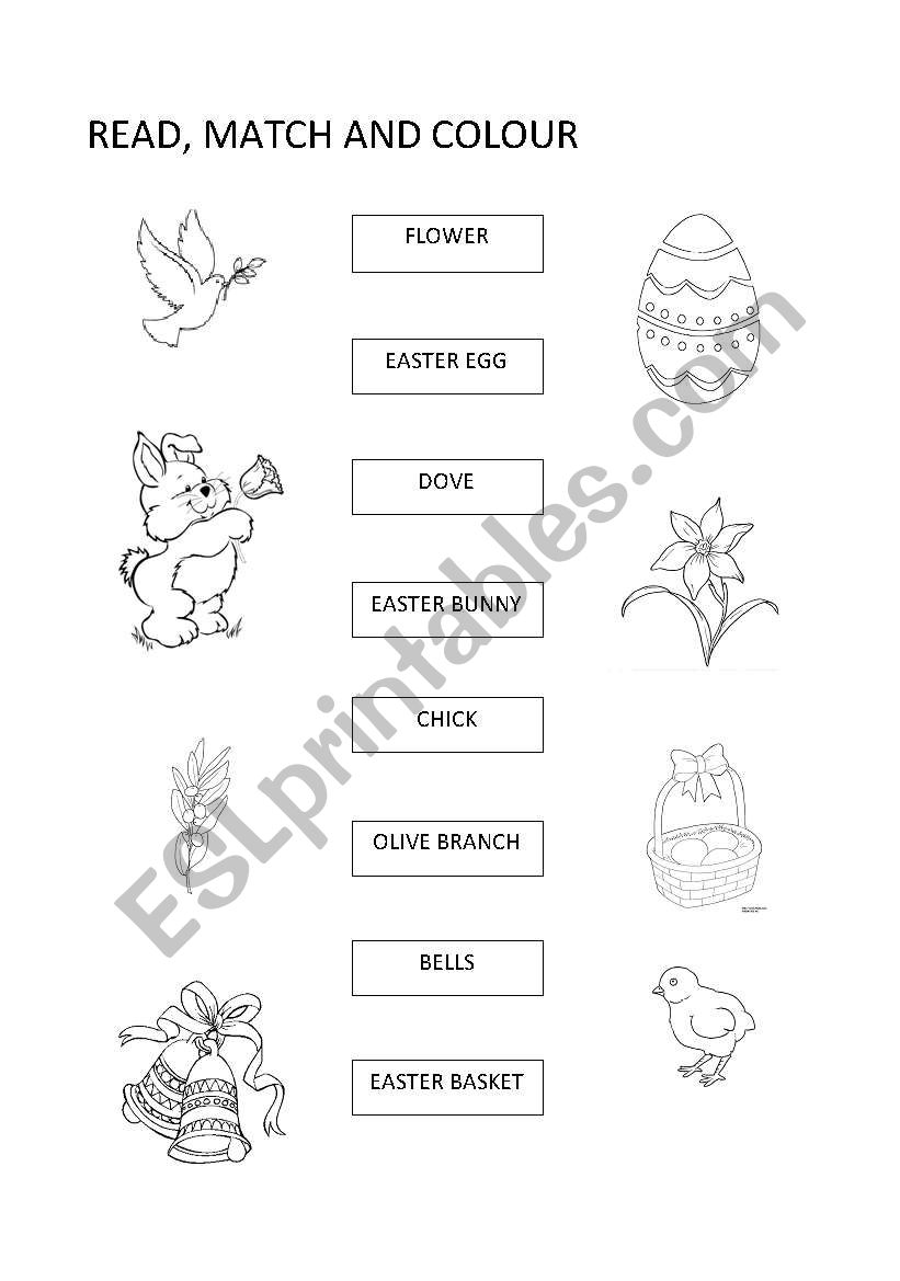 READ, MATCH AND COLOUR worksheet