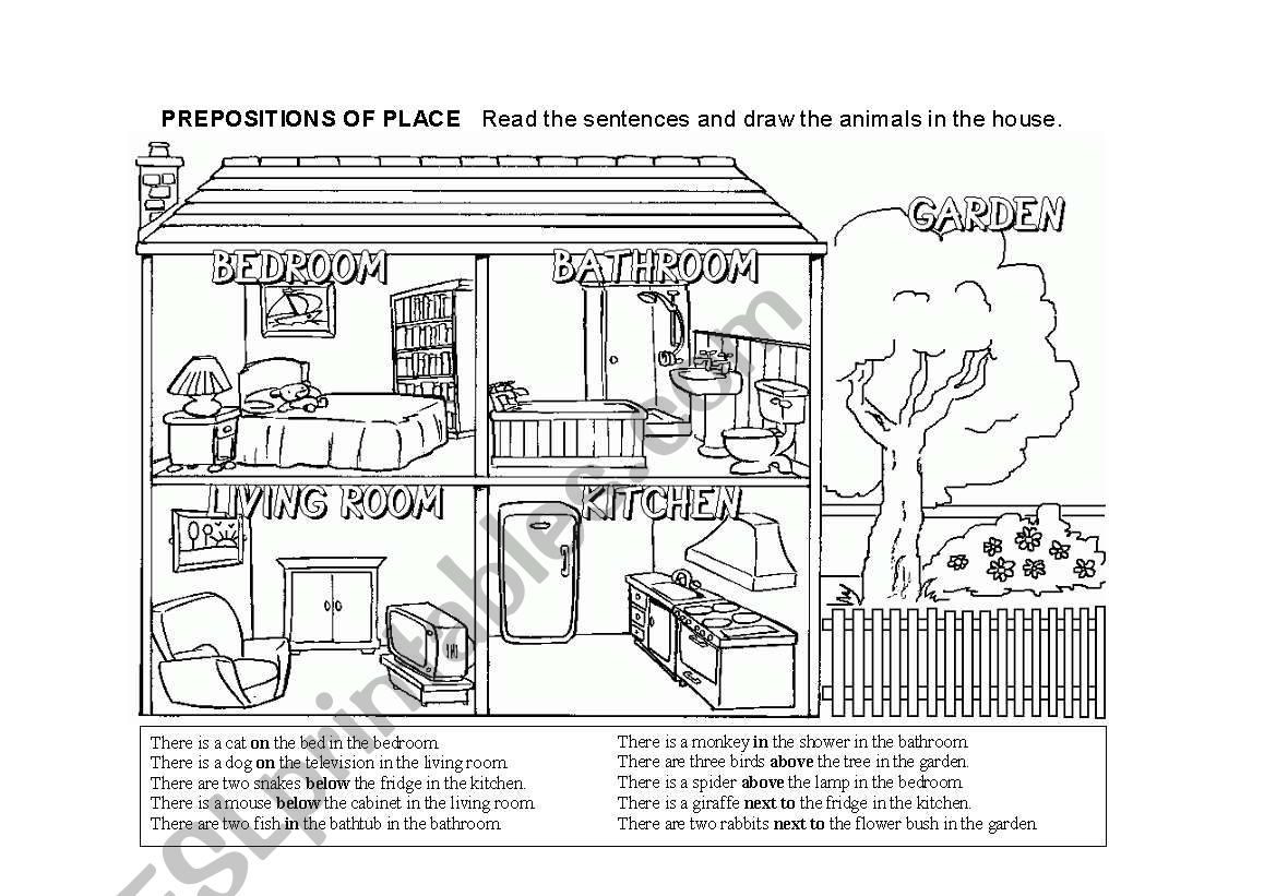 Prepostions of Place: Draw the Animal - ESL worksheet by carapryor